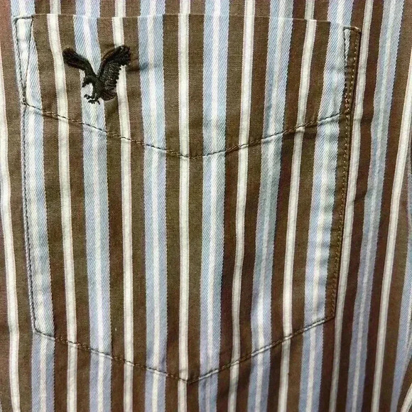 American Eagle Vintage Fit Long Sleeve Striped Button Down Shirt Size Large - Picture 4 of 8